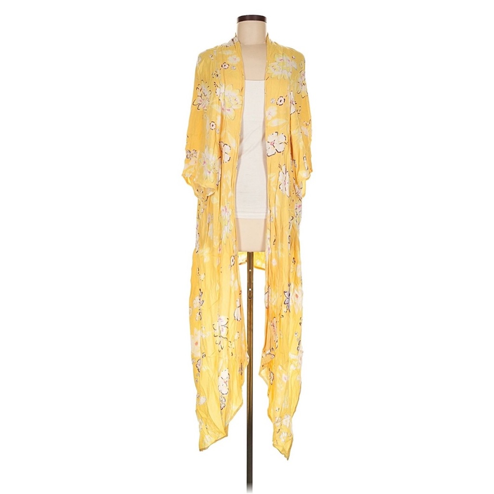 Billabong Yellow Floral Kimono M - Picture 2 of 5